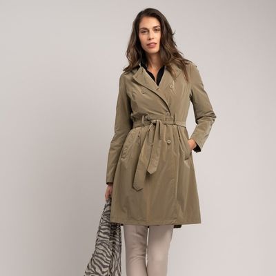 Trench donna doppiopetto in tessuto nylon mano pesca